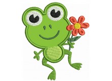 Stickmuster - Frosch mit Blume